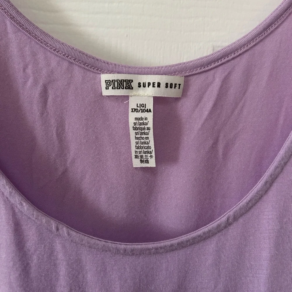 PINK Victoria's Secret Purple Tank Top with Fun Print - Picture 2 of 3